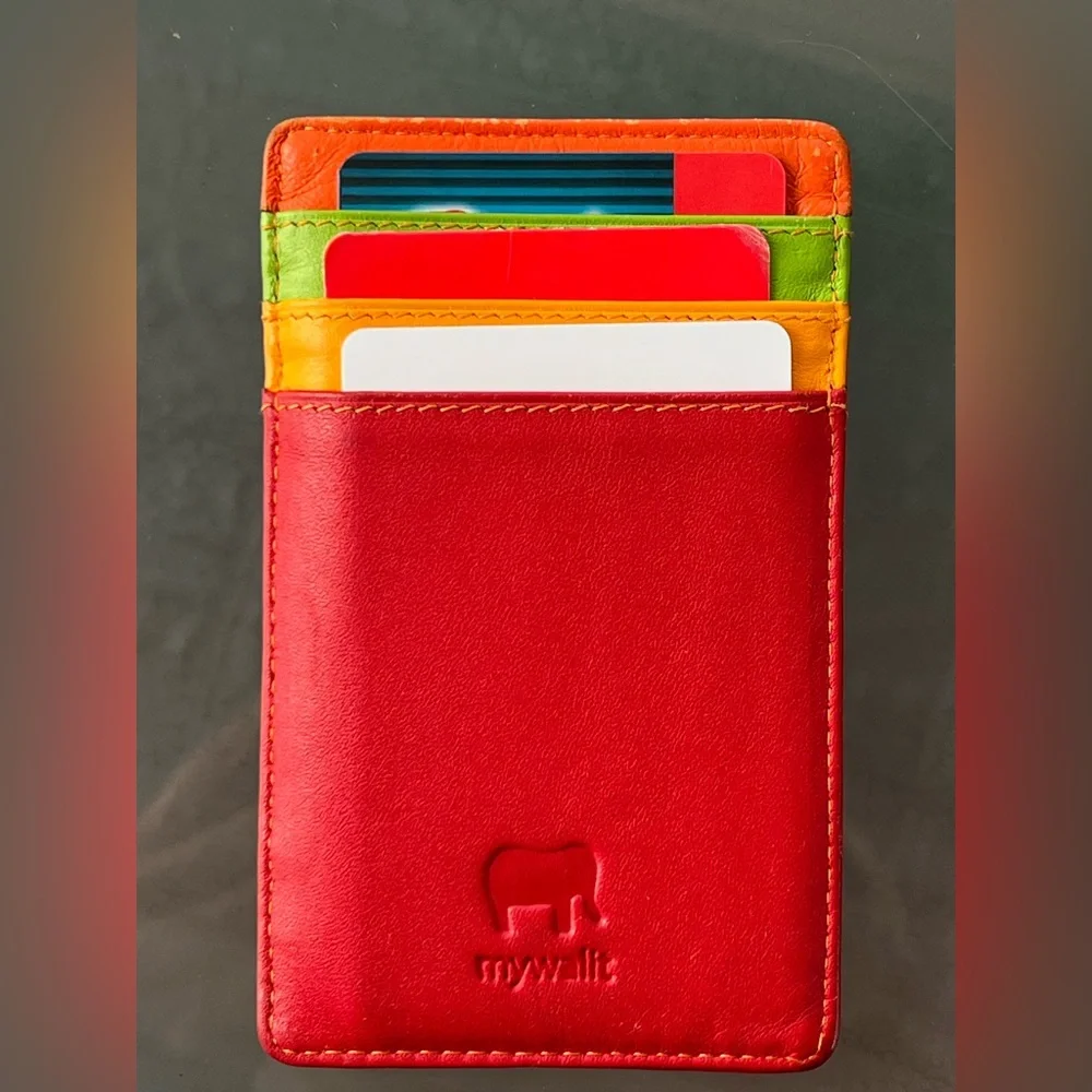 💲💳Leather Credit Card Case Holder Multicolor Red/Orange/Green/Yellow | MyWalit
